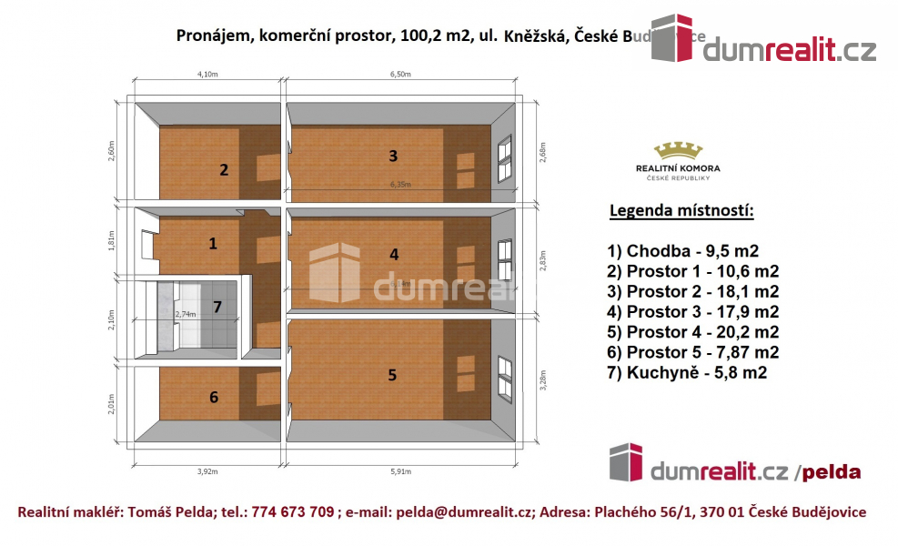 Pronájem komerční nemovitosti  České Budějovice, Kněžská 369 č. 1